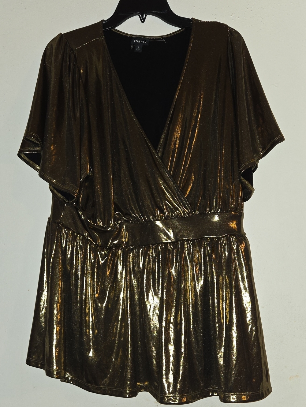 torrid Metallic Gold Faux-Wrap blouse